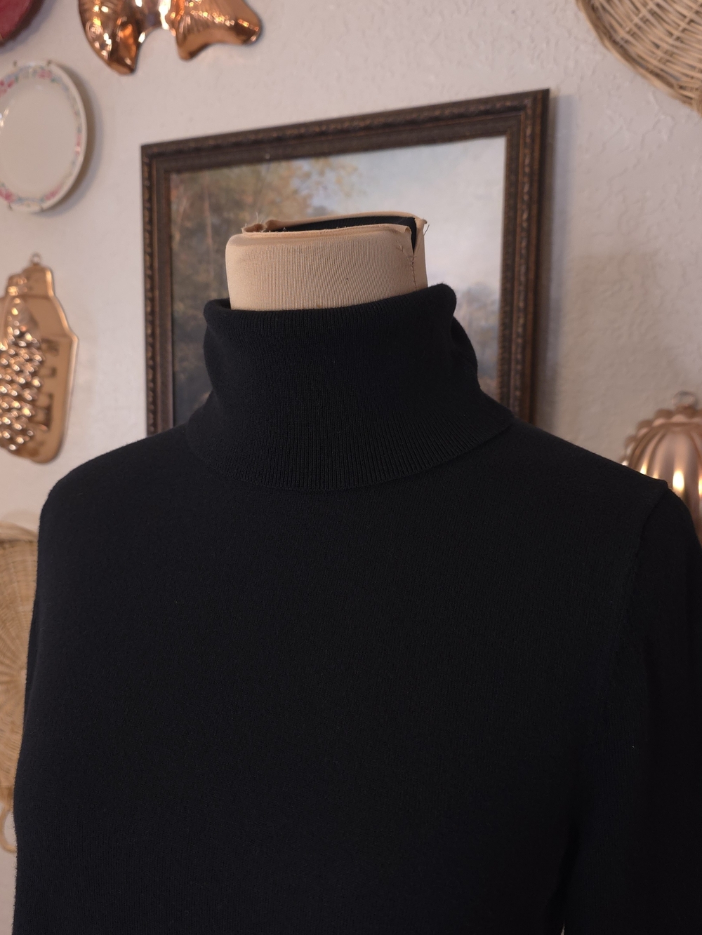 Talbots Black Turtleneck Sweater Size Small Classic Long Sleeve Knit Old Money - Picture 2 of 13